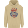 Two Wheels Attitude Motorcycle Biker Motorbike Mens 80% Cotton Hoodie Sand