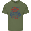 Two Wheels Attitude Motorcycle Biker Motorbike Mens Cotton T-Shirt Tee Top Military Green