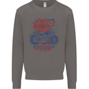 Two Wheels Attitude Motorcycle Biker Motorbike Mens Sweatshirt Jumper Charcoal