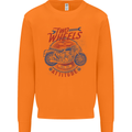Two Wheels Attitude Motorcycle Biker Motorbike Mens Sweatshirt Jumper Orange