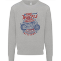 Two Wheels Attitude Motorcycle Biker Motorbike Mens Sweatshirt Jumper Sports Grey