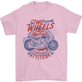 Two Wheels Attitude Motorcycle Biker Motorbike Mens T-Shirt 100% Cotton Light Pink