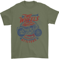 Two Wheels Attitude Motorcycle Biker Motorbike Mens T-Shirt 100% Cotton Military Green