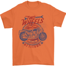 Two Wheels Attitude Motorcycle Biker Motorbike Mens T-Shirt 100% Cotton Orange