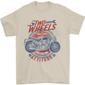 Two Wheels Attitude Motorcycle Biker Motorbike Mens T-Shirt 100% Cotton Sand