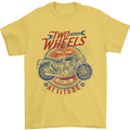 Two Wheels Attitude Motorcycle Biker Motorbike Mens T-Shirt 100% Cotton Yellow