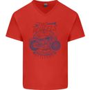 Two Wheels Attitude Motorcycle Biker Motorbike Mens V-Neck Cotton T-Shirt Red