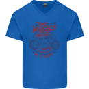 Two Wheels Attitude Motorcycle Biker Motorbike Mens V-Neck Cotton T-Shirt Royal Blue