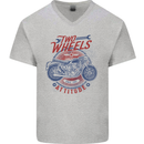 Two Wheels Attitude Motorcycle Biker Motorbike Mens V-Neck Cotton T-Shirt Sports Grey