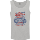 Two Wheels Attitude Motorcycle Biker Motorbike Mens Vest Tank Top Sports Grey