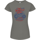 Two Wheels Attitude Motorcycle Biker Motorbike Womens Petite Cut T-Shirt Charcoal