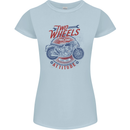 Two Wheels Attitude Motorcycle Biker Motorbike Womens Petite Cut T-Shirt Light Blue