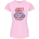 Two Wheels Attitude Motorcycle Biker Motorbike Womens Petite Cut T-Shirt Light Pink