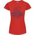 Two Wheels Attitude Motorcycle Biker Motorbike Womens Petite Cut T-Shirt Red