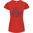 Two Wheels Attitude Motorcycle Biker Motorbike Womens Petite Cut T-Shirt Red