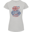 Two Wheels Attitude Motorcycle Biker Motorbike Womens Petite Cut T-Shirt Sports Grey