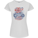 Two Wheels Attitude Motorcycle Biker Motorbike Womens Petite Cut T-Shirt White