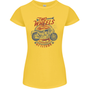 Two Wheels Attitude Motorcycle Biker Motorbike Womens Petite Cut T-Shirt Yellow