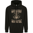 Two Wheels Biker Motorcycle Motorbike Mens 80% Cotton Hoodie Black