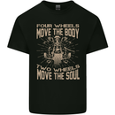 Two Wheels Biker Motorcycle Motorbike Mens Cotton T-Shirt Tee Top Black