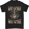 Two Wheels Biker Motorcycle Motorbike Mens T-Shirt 100% Cotton Black