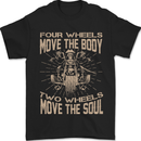 Two Wheels Biker Motorcycle Motorbike Mens T-Shirt 100% Cotton Black