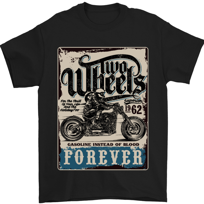 a black t - shirt with an image of a man riding a motorcycle
