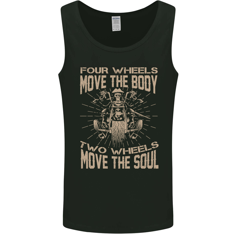 Two Wheels Biker Motorcycle Motorbike Mens Vest Tank Top Black
