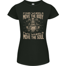 Two Wheels Biker Motorcycle Motorbike Womens Petite Cut T-Shirt Black