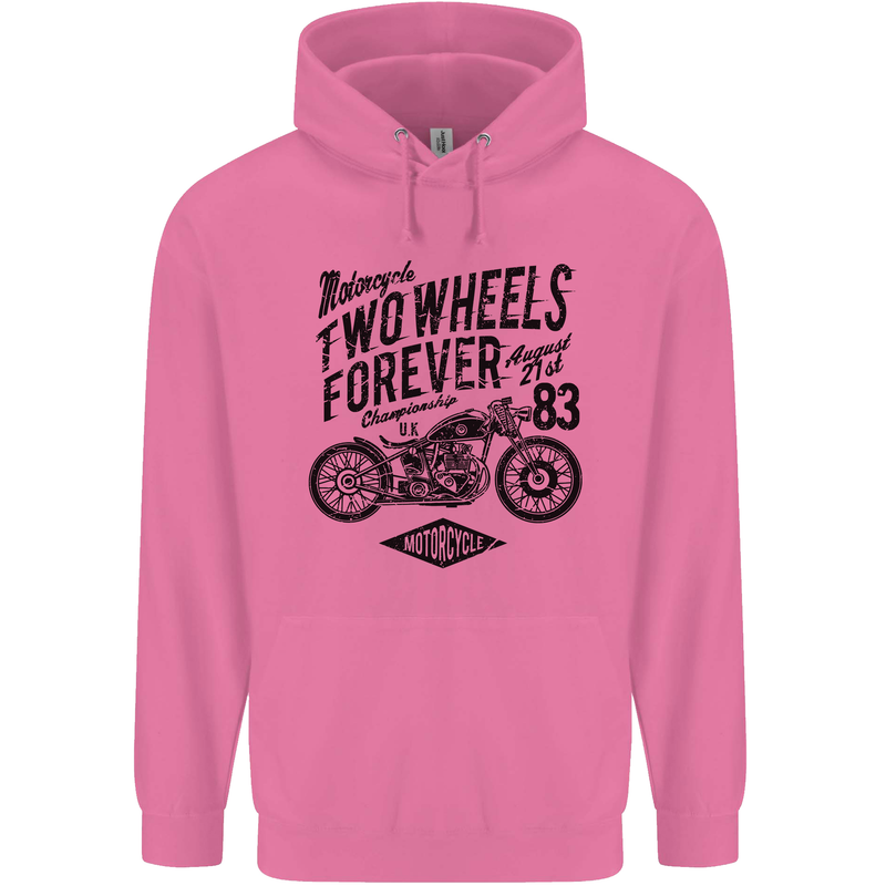 Two Wheels Forever Motorcycle Cafe Racer Childrens Kids Hoodie Azalea