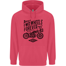 Two Wheels Forever Motorcycle Cafe Racer Childrens Kids Hoodie Heliconia