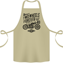 Two Wheels Forever Motorcycle Cafe Racer Cotton Apron 100% Organic Khaki