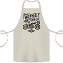 Two Wheels Forever Motorcycle Cafe Racer Cotton Apron 100% Organic Natural