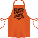 Two Wheels Forever Motorcycle Cafe Racer Cotton Apron 100% Organic Orange