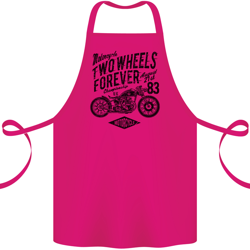 Two Wheels Forever Motorcycle Cafe Racer Cotton Apron 100% Organic Pink