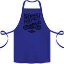 Two Wheels Forever Motorcycle Cafe Racer Cotton Apron 100% Organic Royal Blue