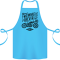 Two Wheels Forever Motorcycle Cafe Racer Cotton Apron 100% Organic Turquoise