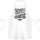 Two Wheels Forever Motorcycle Cafe Racer Cotton Apron 100% Organic White