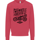 Two Wheels Forever Motorcycle Cafe Racer Kids Sweatshirt Jumper Heliconia