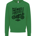 Two Wheels Forever Motorcycle Cafe Racer Kids Sweatshirt Jumper Irish Green