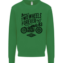 Two Wheels Forever Motorcycle Cafe Racer Kids Sweatshirt Jumper Irish Green