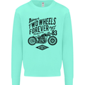 Two Wheels Forever Motorcycle Cafe Racer Kids Sweatshirt Jumper Peppermint