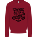 Two Wheels Forever Motorcycle Cafe Racer Kids Sweatshirt Jumper Red