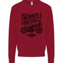Two Wheels Forever Motorcycle Cafe Racer Kids Sweatshirt Jumper Red
