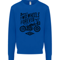 Two Wheels Forever Motorcycle Cafe Racer Kids Sweatshirt Jumper Royal Blue