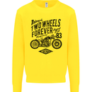 Two Wheels Forever Motorcycle Cafe Racer Kids Sweatshirt Jumper Yellow