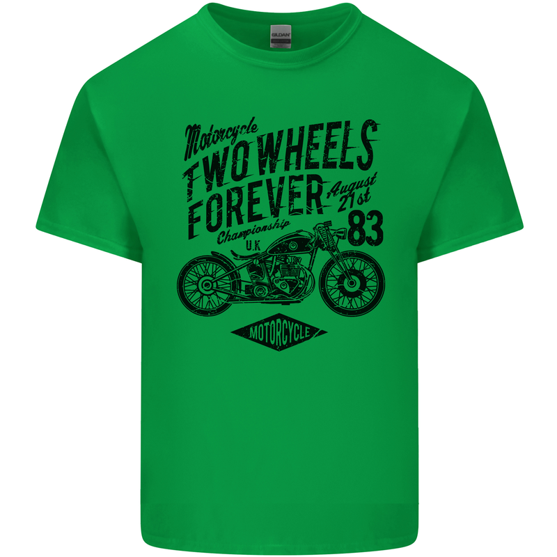 Two Wheels Forever Motorcycle Cafe Racer Kids T-Shirt Childrens Irish Green