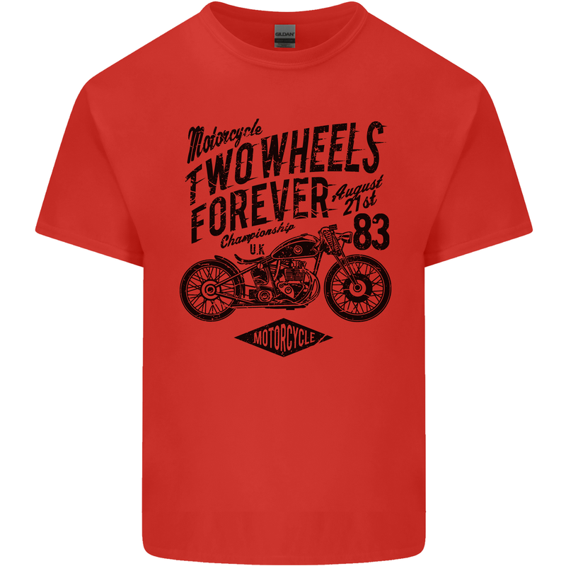 Two Wheels Forever Motorcycle Cafe Racer Kids T-Shirt Childrens Red