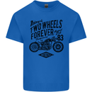 Two Wheels Forever Motorcycle Cafe Racer Kids T-Shirt Childrens Royal Blue