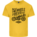 Two Wheels Forever Motorcycle Cafe Racer Kids T-Shirt Childrens Yellow